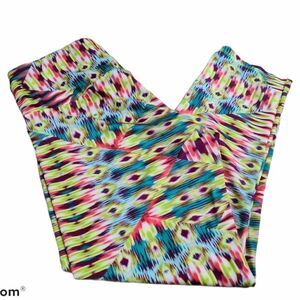 Onzie Colorful Cropped Leggings Bold Yoga Psychedelic Print Size Small Medium
